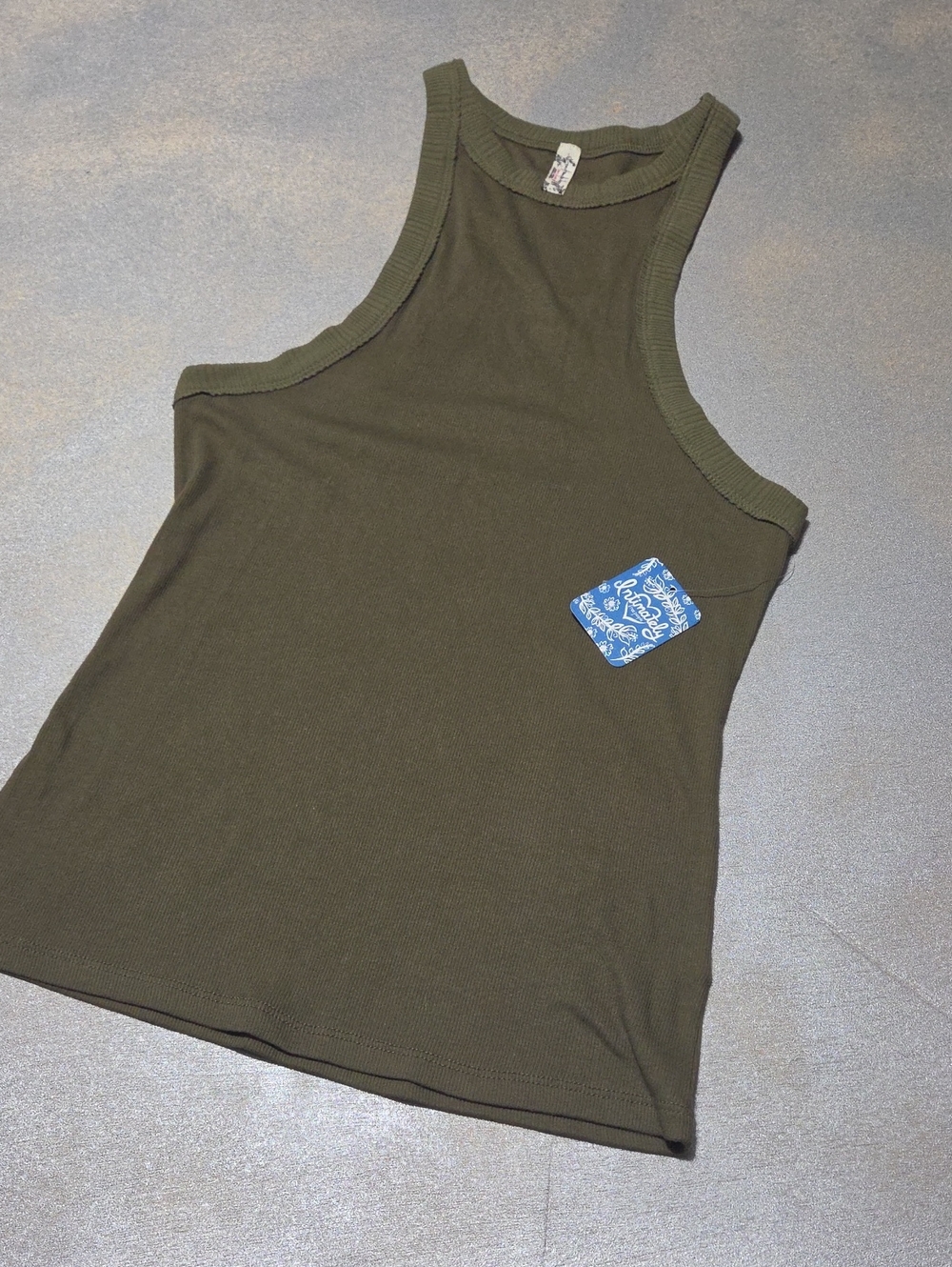 Free People Olive Ribbed Tank Top